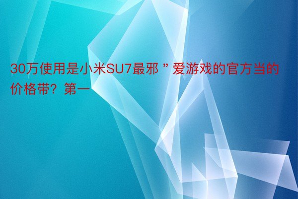 30万使用是小米SU7最邪＂爱游戏的官方当的价格带？第一